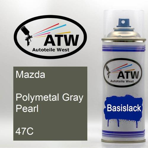 Mazda, Polymetal Gray Pearl, 47C: 400ml Sprühdose, von ATW Autoteile West.